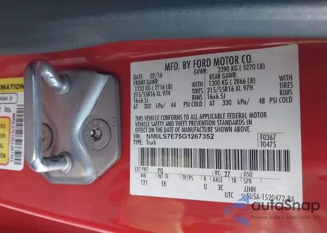 2016 Ford Transit Connect Xl z USA, uszkodzony, nr VIN NM0LS7E75G1267352